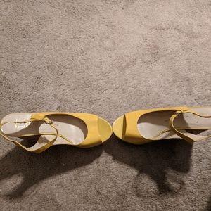 Franco Sarto yellow wedge shoes size 11